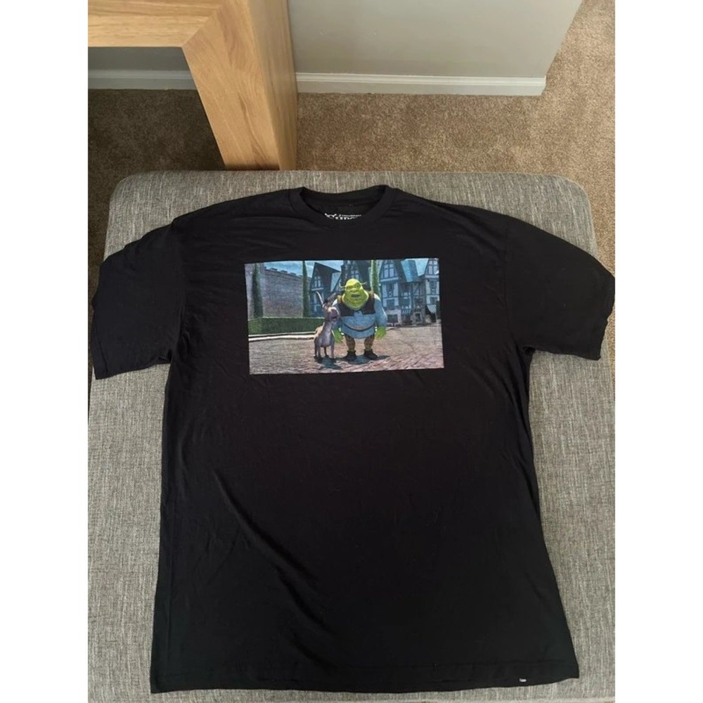 DreamWorks Shrek and Donkey Graphic T-Shirt Mens XL Black Mad Engine Movie Tee